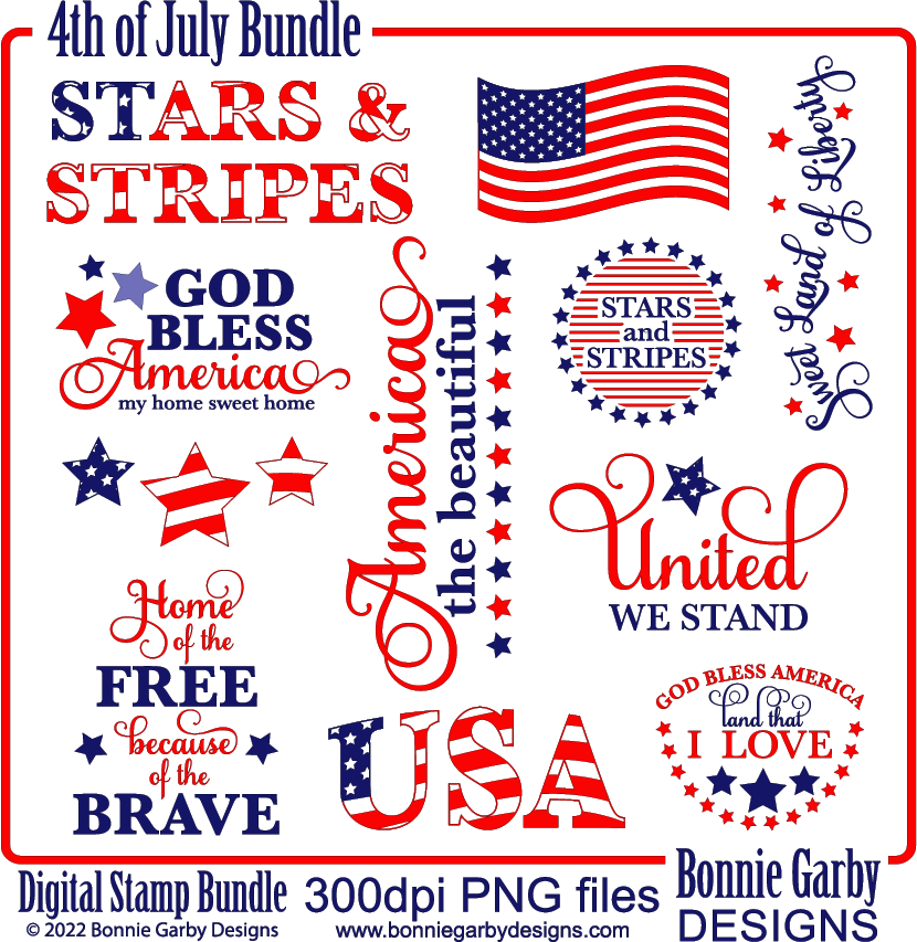 4th of July Digital Stamp Bundle/Clip Art